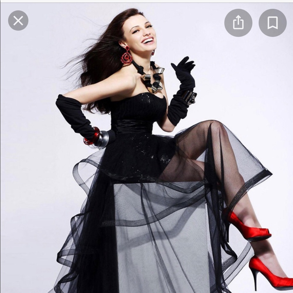 Sherri Hill black high/low strapless gown